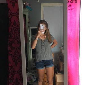 grey hollister lace up t-shirt